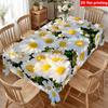 2D Flat Printing, 1pc Spring White Daisy Flat Print Tablecloth, Durable Polyester Tablecloth, White Petals with Bright Yellow Center, Perfect for Spri