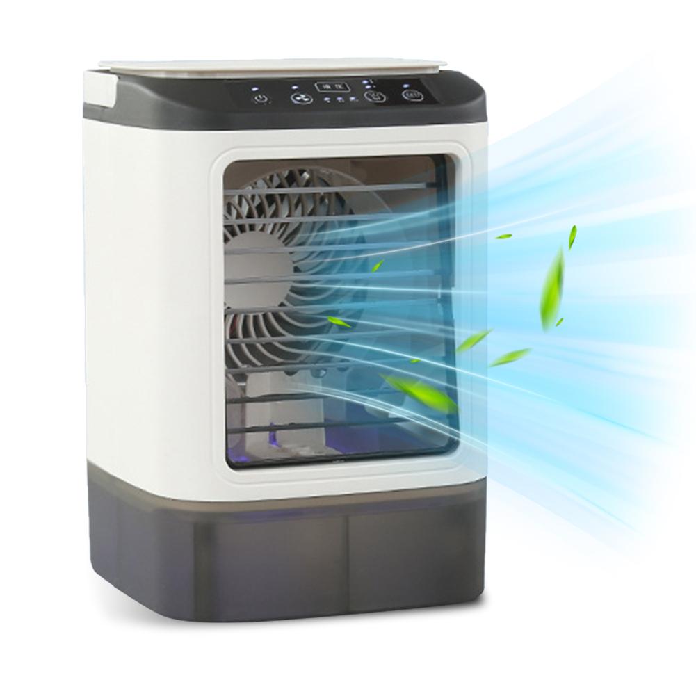 Verdunster-Luftkühler 3 Windgeschwindigkeiten Desktop-Ventilator mit Sprühfunktion & Eisbox Persönlicher Klimaventilator für Outdoor-Camping