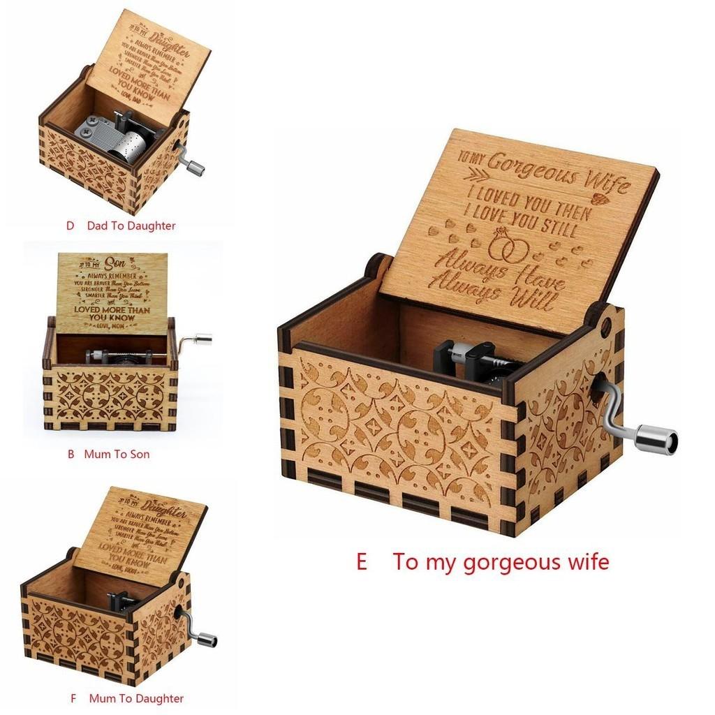 Vintage Holz Spieluhr Geschenk für Kinder Charmant You Are My Sunshine Graviertes Spielzeug