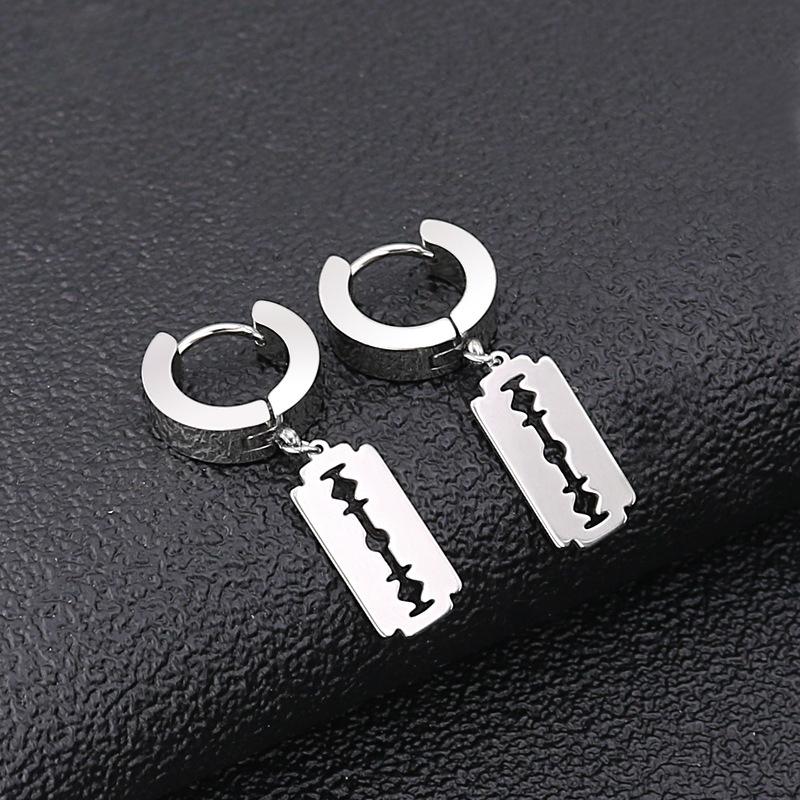 Punk Razor Blade Pendant Drop Earrings Women Men Unisex Jewelry Punk Dangle Earrings Rock Party Jewelry Gifts