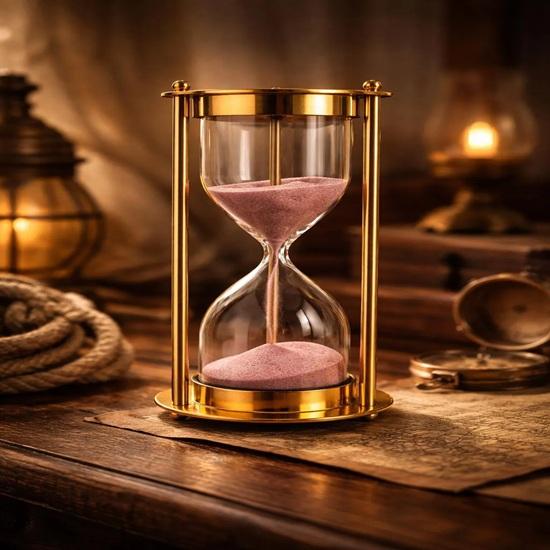 Brass Hourglass Pink Sand, 15 Cm Nautical Decor Perfect for Desk, Shelf, Office, Study Room Gifting, Housewarming, Birthdays, Decor