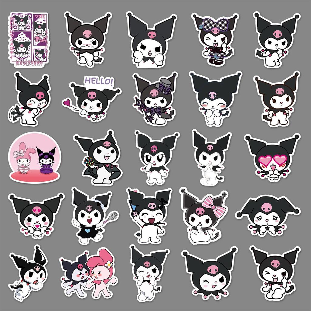 50 Kuromi Cute Cartoon Waterproof Stickers for Suitcases, Phone Cases, Laptops, and Journals.
