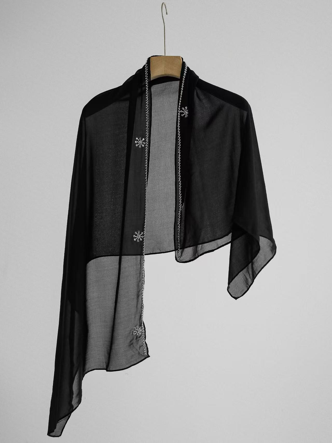 

Мусульманское женское черное вечернее платье с длинным рукавом - От кутюр, вдохновленное Дубаем, дизайн с горячей фиксацией M/One Size