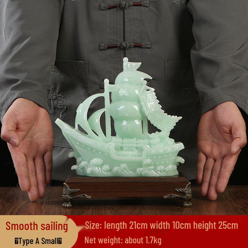 Украшение «Парусник из нефрита „Гладкое плавание“» - Декор для винного шкафа или офисного дисплея, Идеальный подарок на открытие