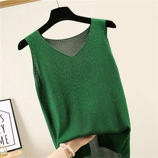 Women's Loose-Fit Camisole: Large, Cool Silk Knit, Sleeveless Vest for Summer