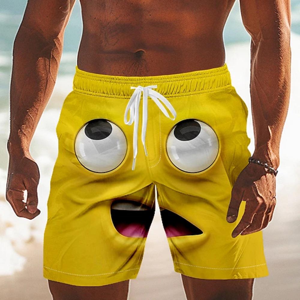

3D Print Shorts Kids Funny Face Graphic Short Pants Summer Vacation Quick Dry Swim Trunks Y2k Boys and Girl Shorts 100