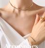 Gold-Plated Zirconia Inlaid Blade Chain Jewelry Set