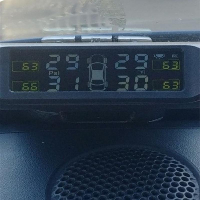 Solar Wireless TPMS Car Tire Tyre Pressure Monitoring System With 4 Sensors Tire Pressure Inspection Tool Digital LCD Display