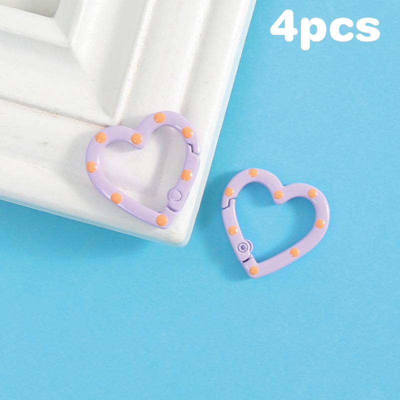 

4 Pieces Of Colorful Love Spring Keychain Keyring Heart-Shaped Heart-Shaped Spring Ring Diy Jewelry Accessories A10