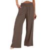 Pantaloni in Cotone e Lino, Pantaloni Estivi a Gamba Larga Casual Larghi a Vita Alta a Gamba Larga con Tasche