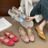 Vintage 2025 autumn shallow mouth single shoes women's new French fairy style ballet bow flat Mary Jane shoes
