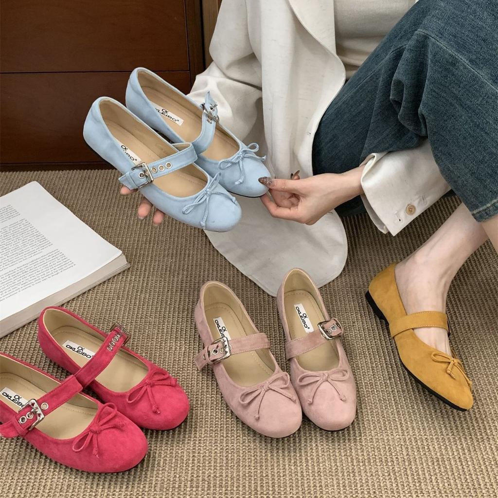 Vintage 2025 autumn shallow mouth single shoes women's new French fairy style ballet bow flat Mary Jane shoes