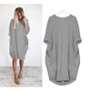 Women's Casual Loose Pocket Long Sleeve Plus Size Dress