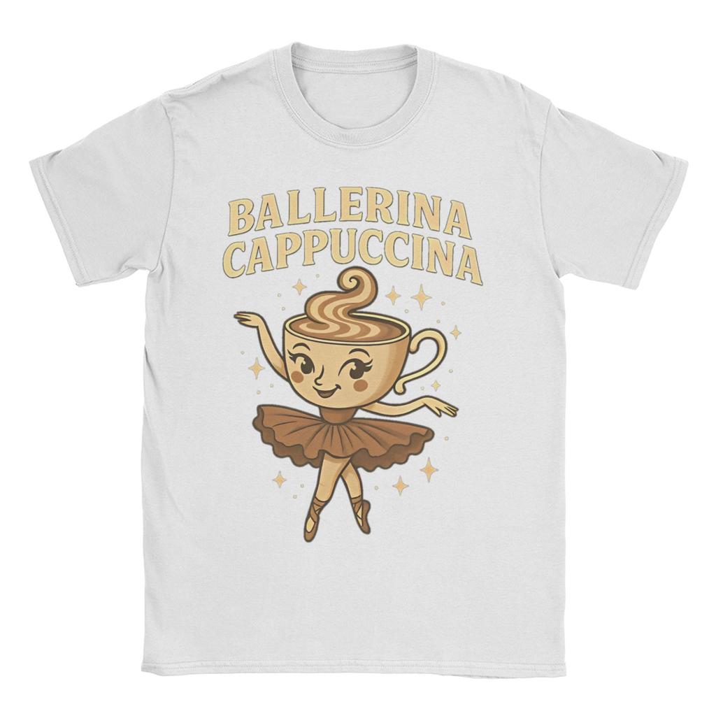 Ballerina Cappuccina Men's T Shirt Italian Brainrot Funny Tees Short Sleeve Round Collar T-Shirt Pure Cotton Plus Size Tops