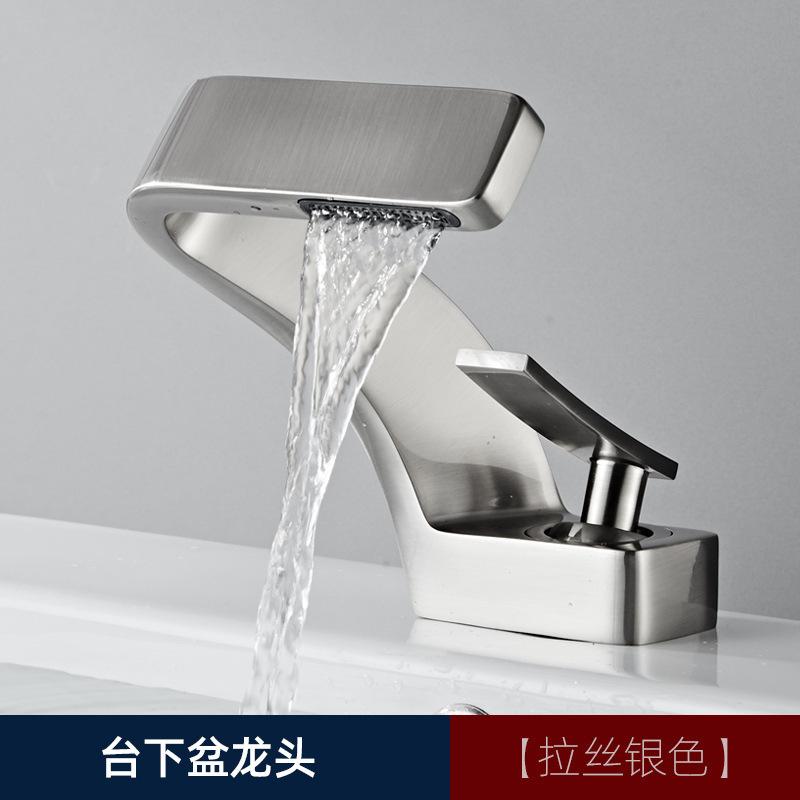 Golden Creative Waterfall Home Single Hole Handwashing Basin Face Washing Basin Desk Basin Faucet Bathroom  Faucet