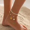 SHIXIN 3Pcs/Set Vintage Gold Color Starfish Conch Pendant Anklet Chain for Women Summer Imitation Pearl Foot Chain Beach Jewelry