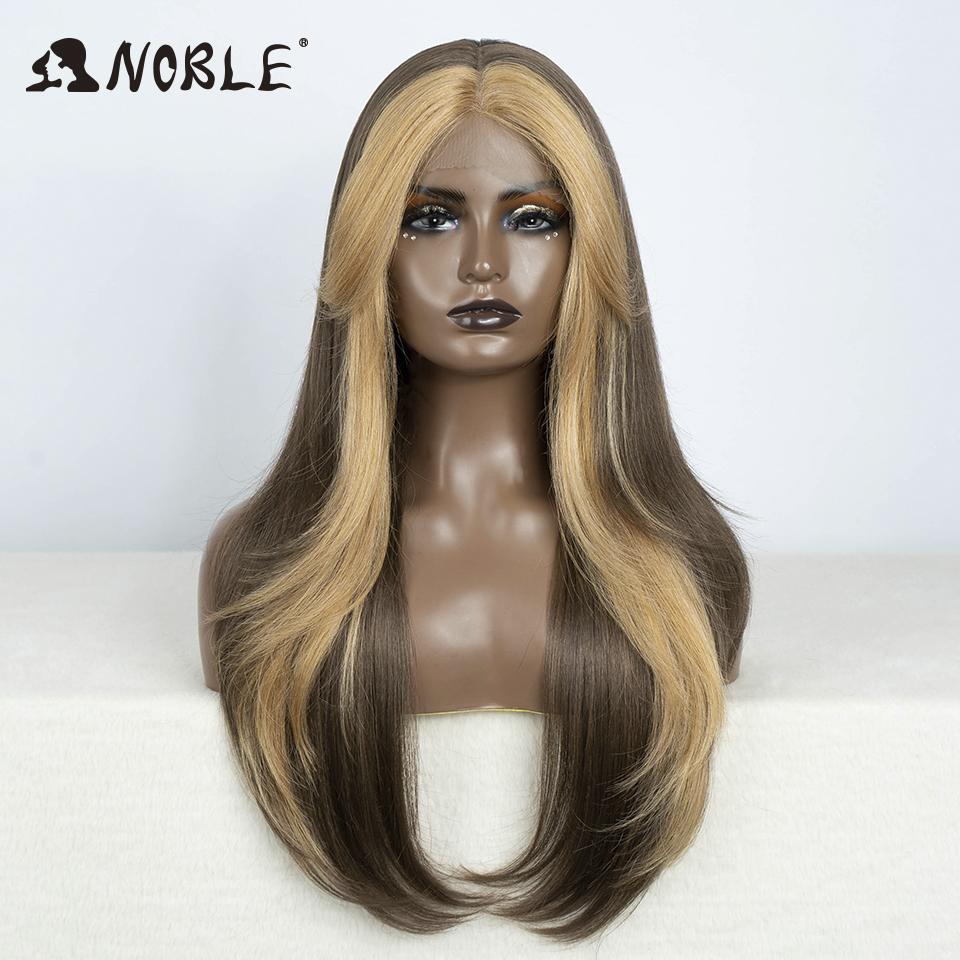 Perruque Noble en Dentelle Synthétique 26" Lisse Ombrée Dentelle Perruque Cosplay Perruque à Raie en Dentelle Perruques Blondes Pour Femmes Perruque Synthétique Perruque en Dentelle