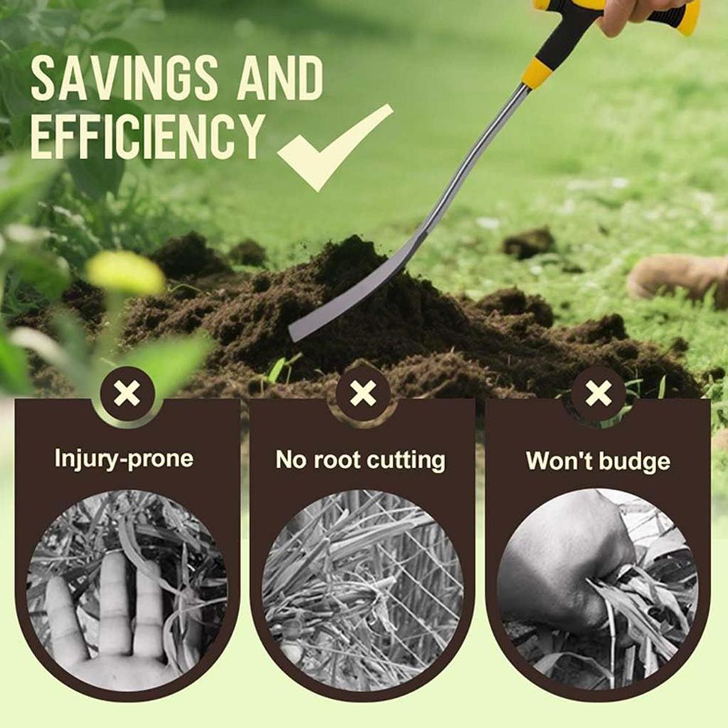 Grass Puller Tool Manual Grass Removal Tool with Handle Heavy Duty Uprooting Weeding Rake Artifact Handle Garden Trowel
