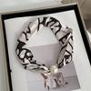 Silk scarf long strip high-end spring and summer new versatile pearl necklace neck chain scarf magnetic buckle silk scarf