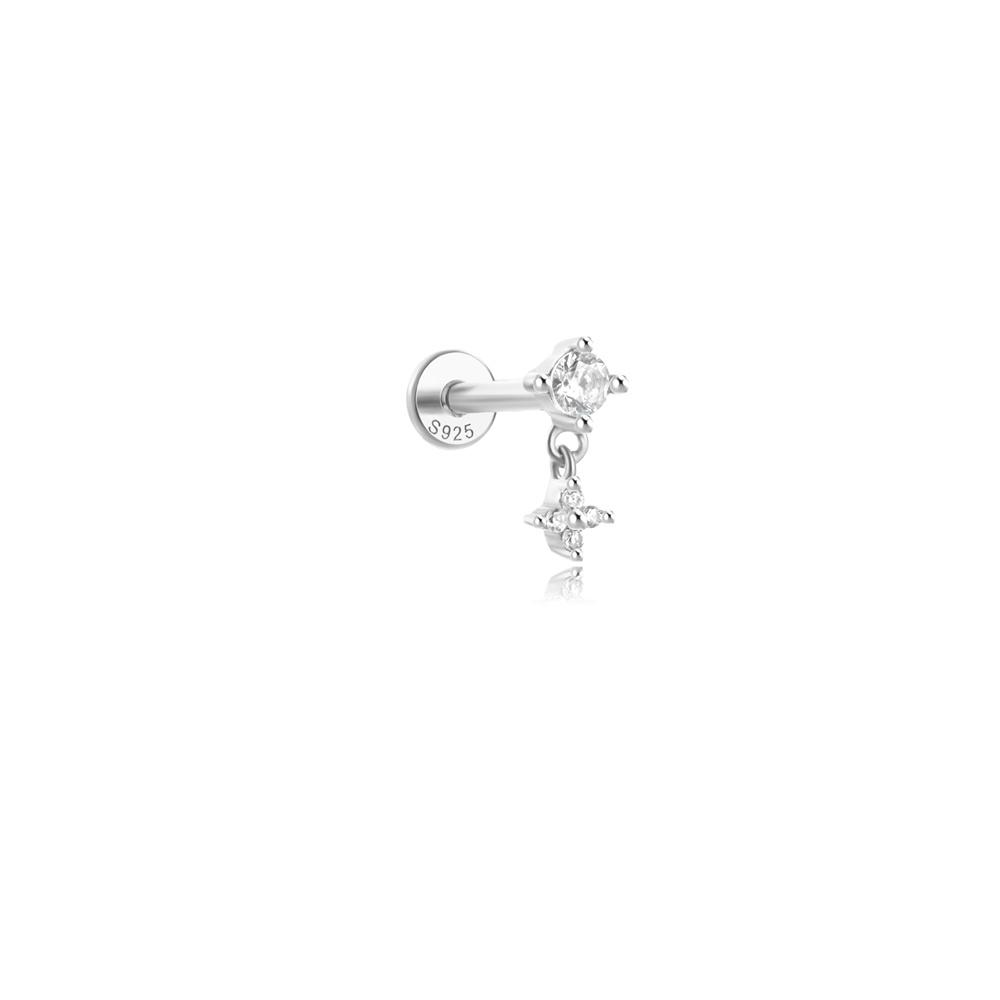 ROXI 925 Silver Star/Flower/Pearl Zircon Dangle Earrings For Women 1pc Simple Earrings For Women Girl Wedding Gift