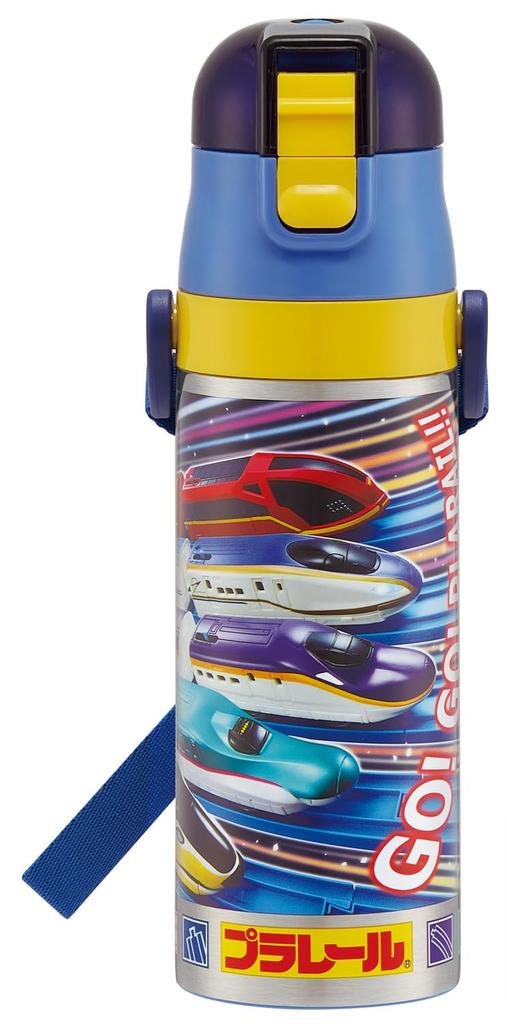 Skater Kinder-Trinkflasche, Direkttrinken, 470ml, Plarail 25, Jungen, Isoliert, Edelstahl, Leichtgewicht, Sportflasche, Kinder-Wasser