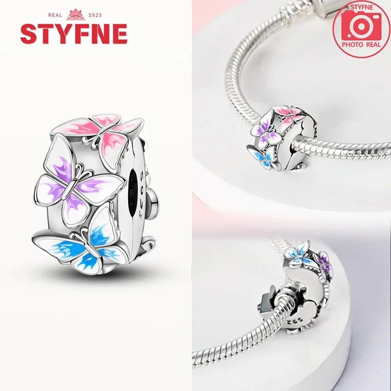 Copper Metal Colorful Butterfly Series Charm Bead Components Shiny Zircon Bead Components Compatible With Authentic Original Bracelet High Quality