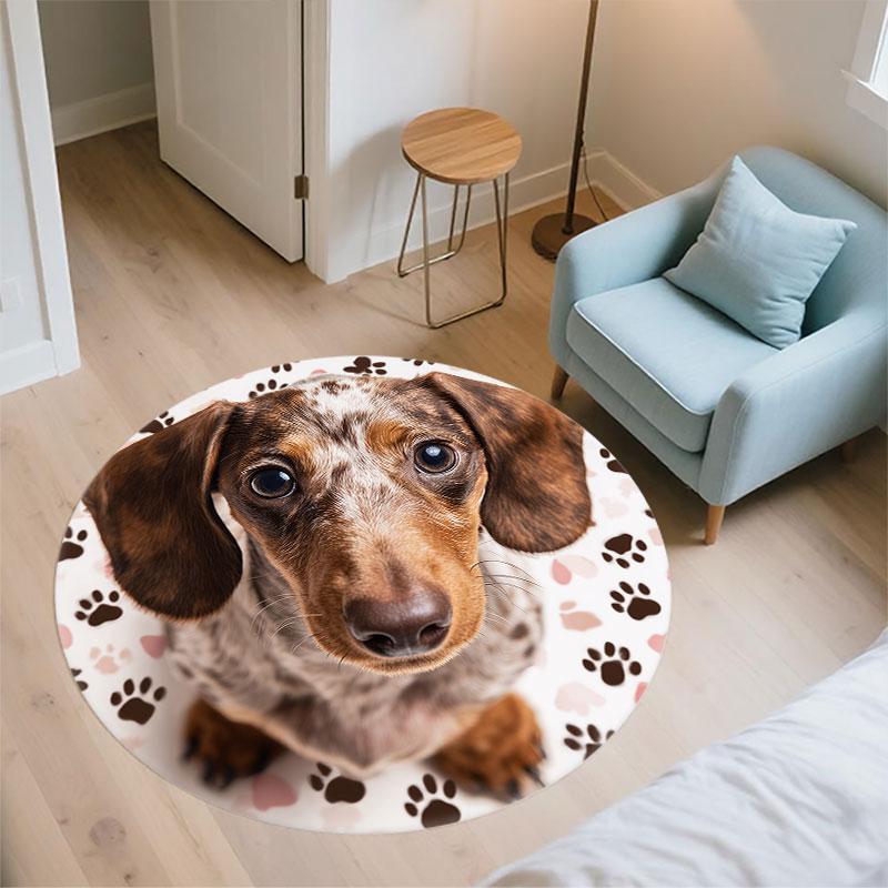 Corgi Pattern Round rug,Carpet Rug for Living Room Bedroom Playroom ,Non-slip Floor Mat,Holiday Gifts and Birthday Gifts.