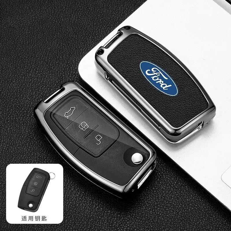 

New 2026 Car Sticker 2025 Hot Zinc Alloy Car Flip Key Cover Case Remote Shell For Ford Focus 2 3 Ecosport C-Max S-Max Ka Mondeo
