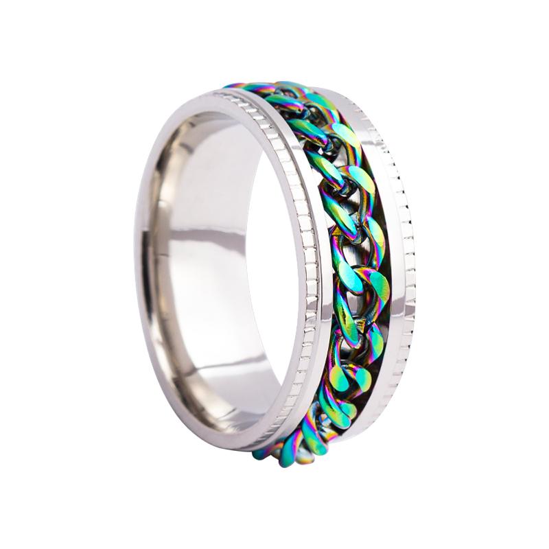Titanium Staal Draaibare Kettingringen voor Vrouwen Mannen Spinner Ring Decompressie Multifunctionele Kettingring Flesopener Ring Cadeau