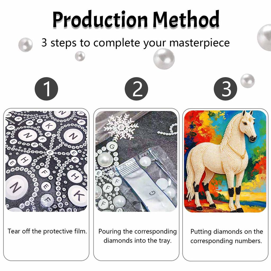 Shiny Pearl Elegant Horse DIY Painting Creative Bead Art Craft Household Wall Decoration Nice Present For Art Hobbyists Home Decor Wall Artwork