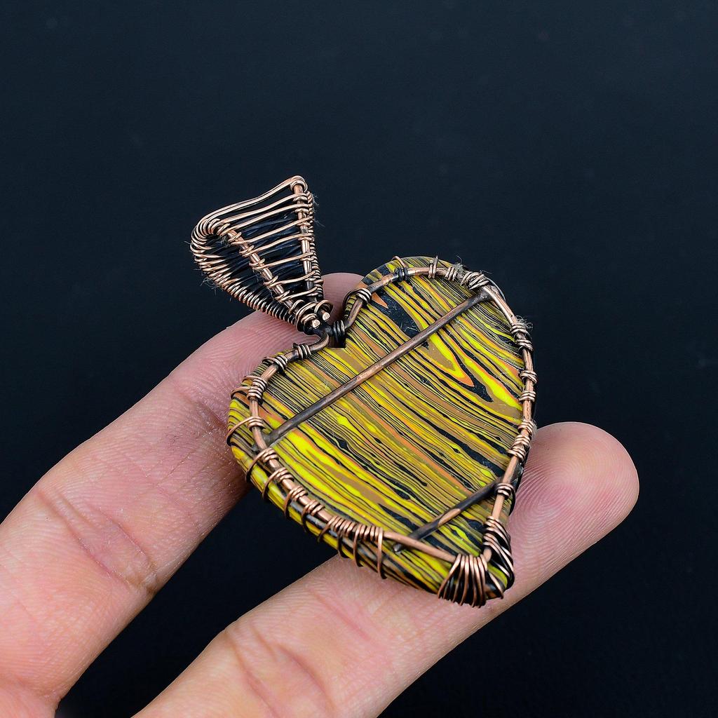 Mosac Ballon Jaspis Hänge, Ädelsten 999 Koppartråd Insvept Smyckeshänge, Handgjort Smycke Födelsesten Hänge, Gåva Till Honom