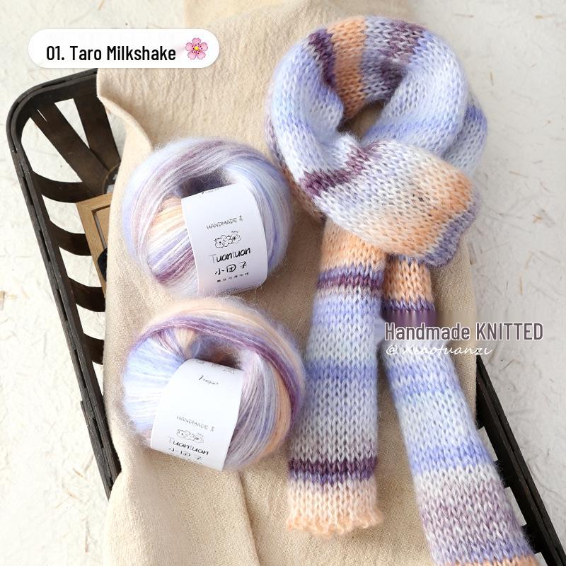 Silk Gradient Rainbow Mohair Yarn Pack for Hand-knitted Scarf/Shawl