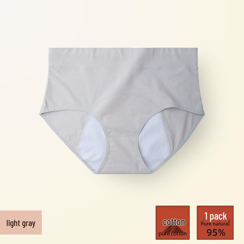 

High-Waisted Plus Size Menstrual Underwear: Leak-Proof, Pure Cotton Crotch, Period Panties 2XL светло-серый