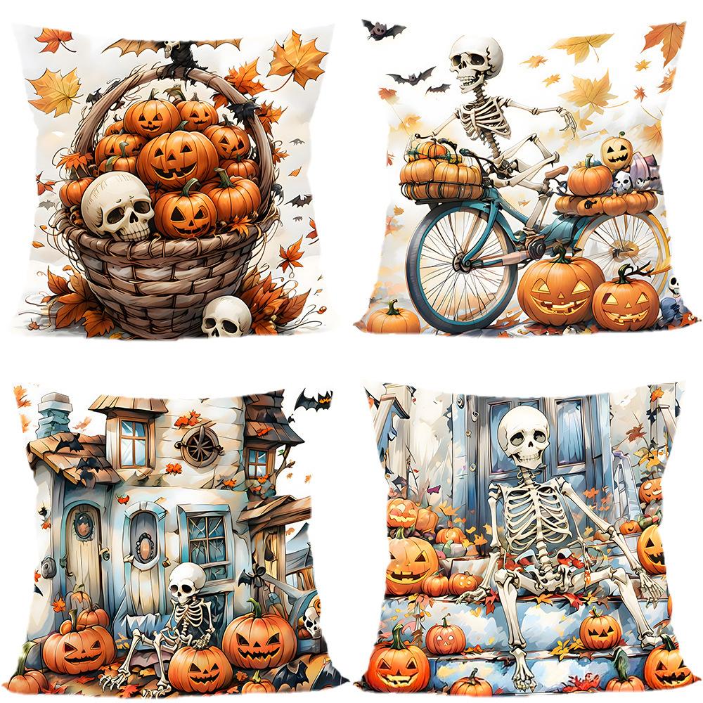 Halloween Pillowcase Pumpkin Skull Funny Ghost Cushion Cover Sofa Living Room Decoration Pillow