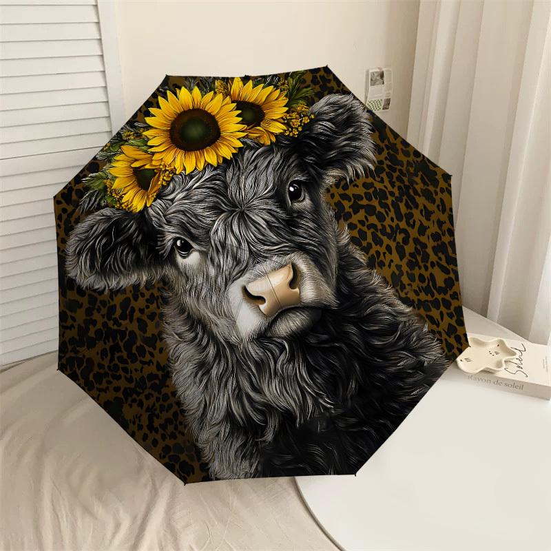 

1PC Cow Sunflower Umbrella-8-Rib Reinforced, Automatic Open, Lightweight & Durable, Cute Fashion Accessory for Outdoor-P28
