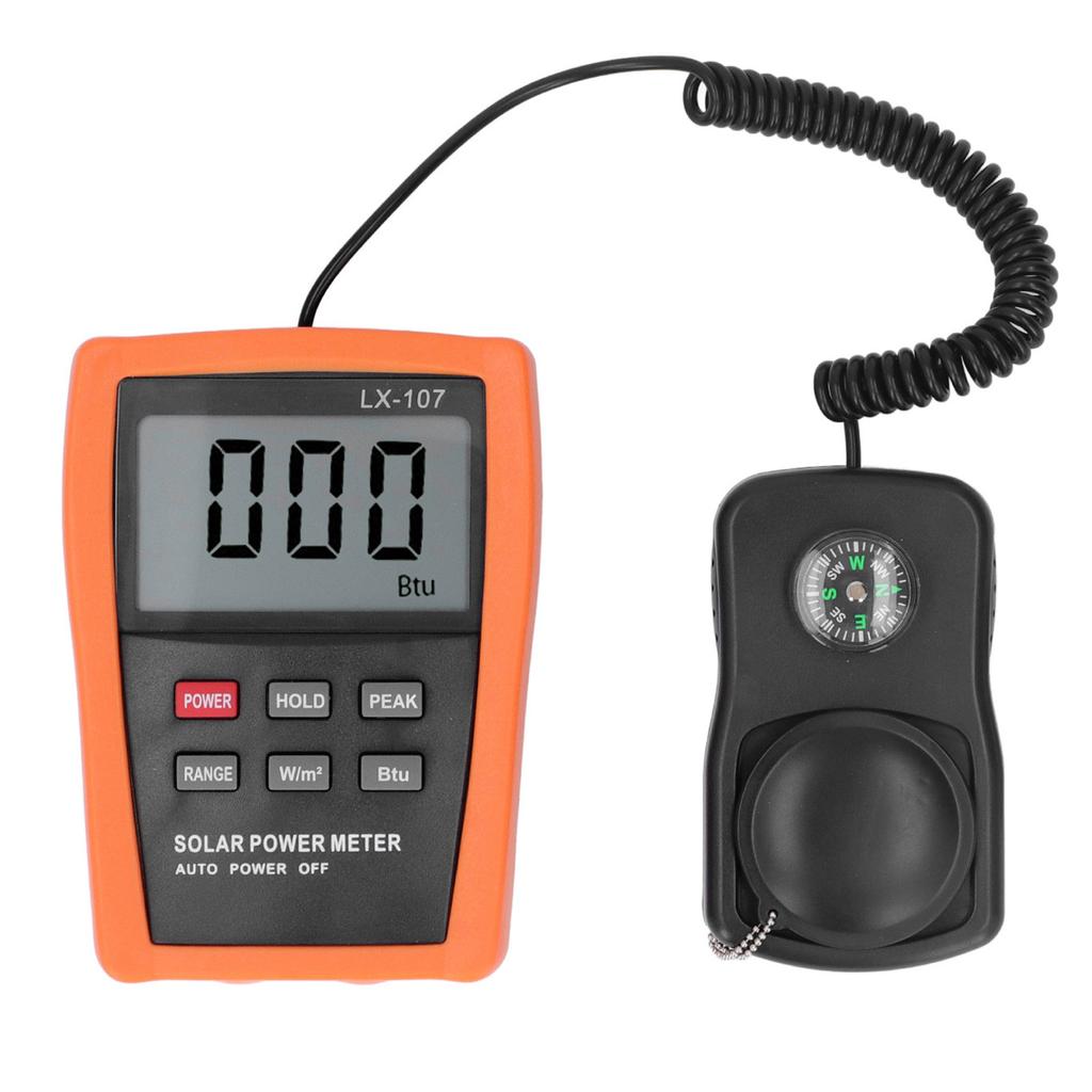 Digital Solar Power Meter Data Retention Fast Sampling High Accuracy Sun Light Energy Tester with Compass