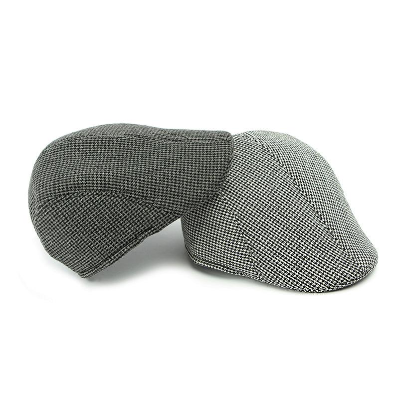 Jesień Zima Męski Kapelusz Średniego Wieku i Starszy Retro Kapelusz z Daszkiem Brytyjski Beret Mała Pepitka Bawełniany Kapelusz