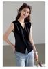 Twilight Traveler Series French Romantic Retro Sleeveless Collar Knitted Shirt Single breasted Slimming and Stylish Top