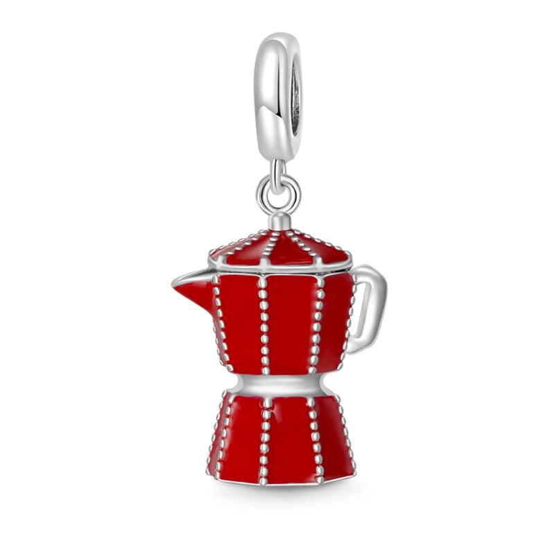 New Copper Red Wine Cup Coffee Cup Beverage Can Exquisite Charm Pendant Diy Beads Fit For Original Bracelets Women'S Jewelry