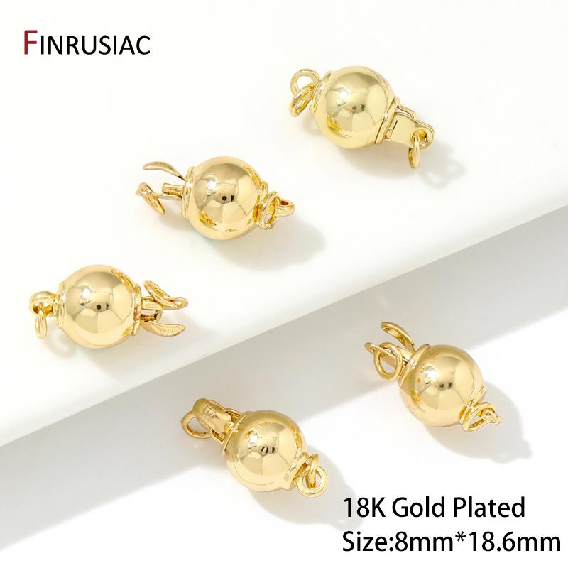 18K Gold Plated Brass Round Ball Insert Clasps For Jewelry Making Handmde Bead Safety Clasps DIY Accessories,Jewelry Findings