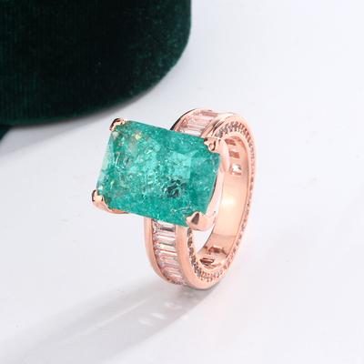 Women's Ring Fashion Luxury Wedding Accessories Geometric Green Crystal Cubic Zirconia Light Luxury Elegant Women's Jewelry Gift