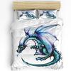 Japanese Dragon Bedding Set For Bedroom Bed Home Tribal Tattoo Style Asian Indigenous Cre Duvet Cover Quilt Cover And Pillowcase