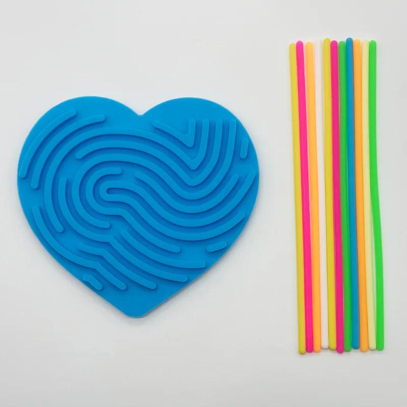 Sensory Activity Board for Kid Busy Board Motor Skills Montessori Toy Relaxing Stress Colored Silicone Rod Travel Toy Gift Boy