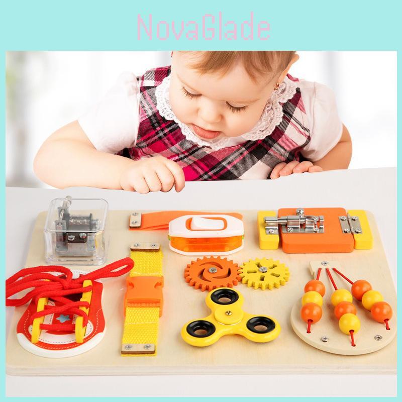 Wooden Music Box Fingertip Gyro Safety Buckle Game Board Children Puzzle Toy For Skill Development