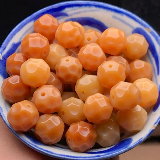 Carved White Jade Hexagonal Pink Gold Bodhi Bowl DIY Accessory