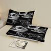 3pcs Fitted Sheet Set Skull And Rose 3D Printed Black And White Anti-Slip Durable Bed Sheet With Pillowcases For Bedroom Decor