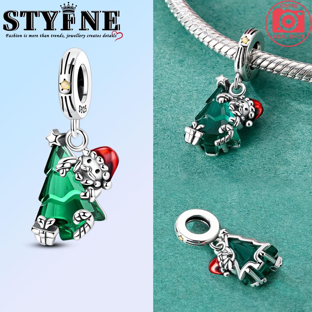 Copper Charms Beads Elk Crystal Tree Christmas Halloween Charm Pendent Fit Original Bracelet Women Jewelry Gift