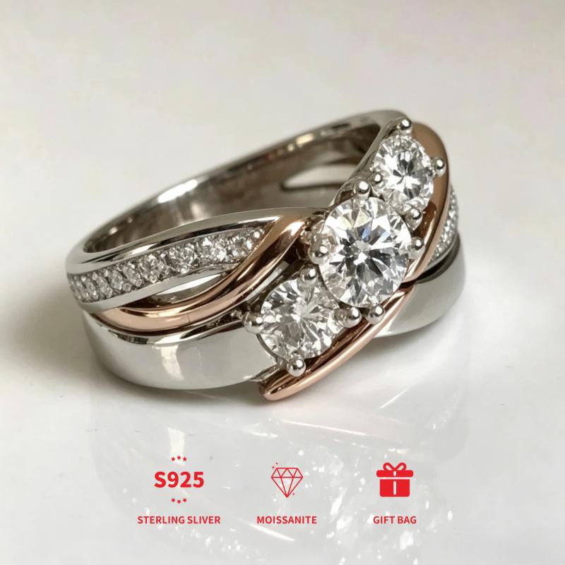 silver Moissanite ring, wedding anniversary gift, surprise gift for wife, elegant and luxurious women's ring