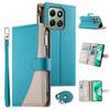 For Honor X6b 4G Case Zipper Wallet Color Splicing Leather Flip Phone Cover with Straps