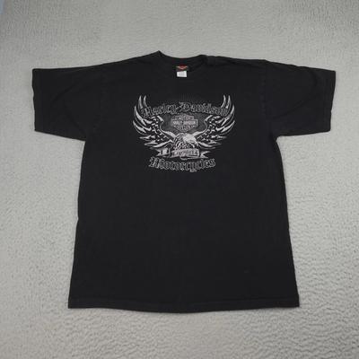Harley-Davidson Shirt Mens XL Black Eagle Double Sided Made In USA Shanghai